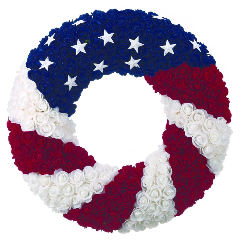 Transpac Styro Silk Rose Americana Wreath