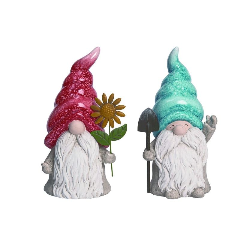 Transpac Terra Cotta Gardener Gnome, Set Of 2, Assortment