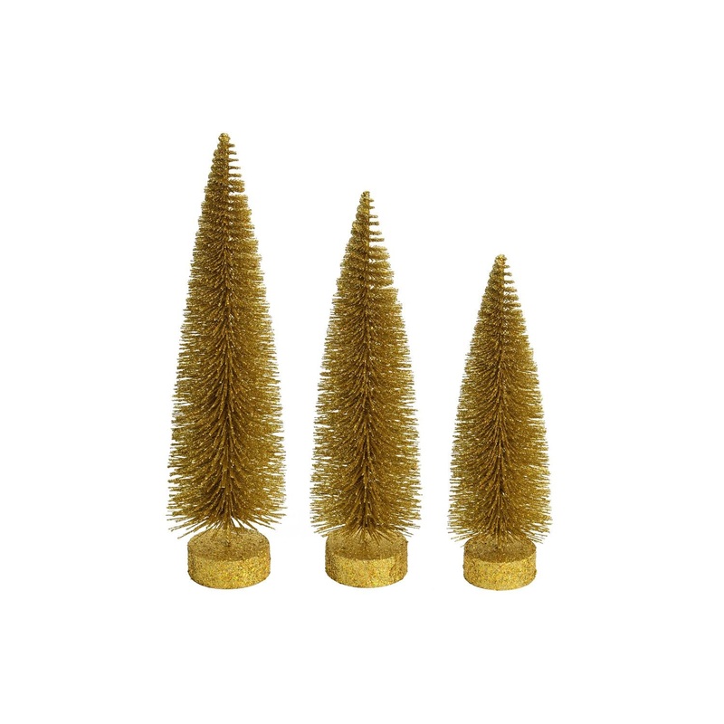 Vickerman 12-14-16 Gold Glitter Oval Pine Artificial Christmas Tree, Set of 3