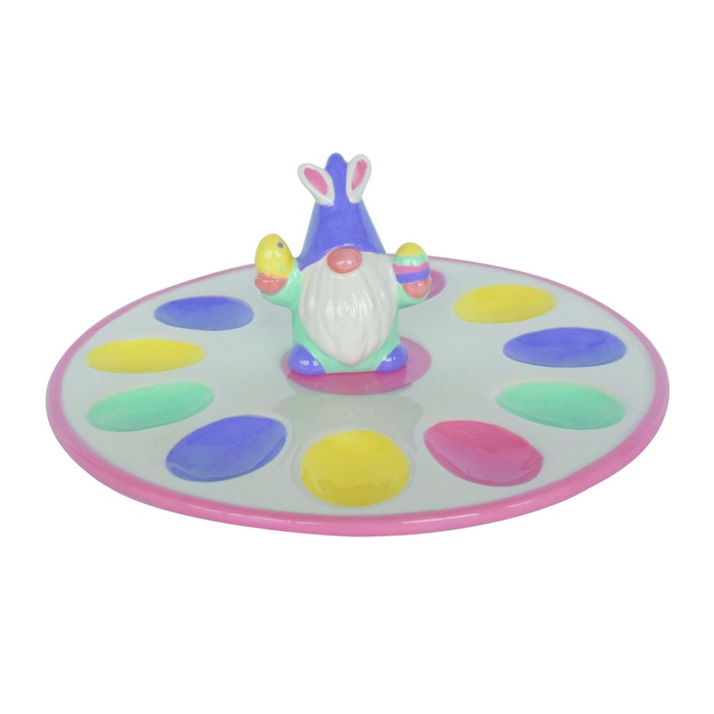 Transpac Dolomite Easter Gnome Egg Platter