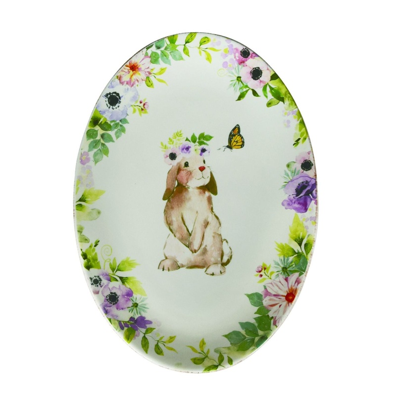 Transpac Dolomite Spring Floral Platter