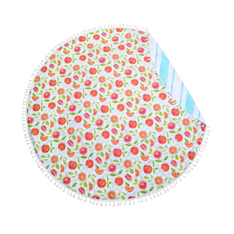 Transpac Fabric Reversible Orange / Stripe Tablecloth