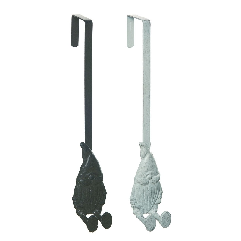 Transpac Iron Over The Door Gnome Wreath Holder, Set Of 2, Assortment