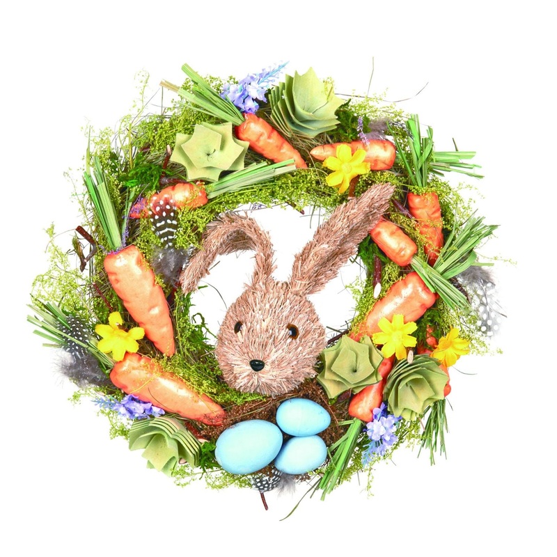 Transpac Leafy Sisal Bunny Wreath