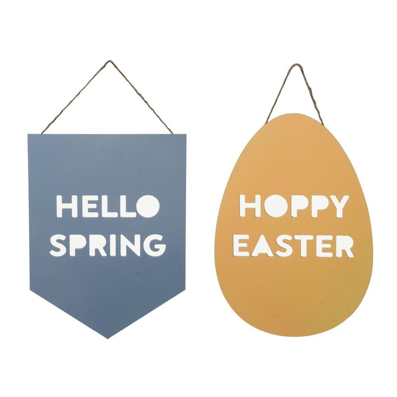 Transpac MDF Easter/Spring Cut-Out Hanging Decor, Set Of 2, Assortment