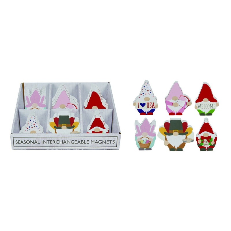 Transpac MDF Magnetic Gnomes In Display, Set Of 36