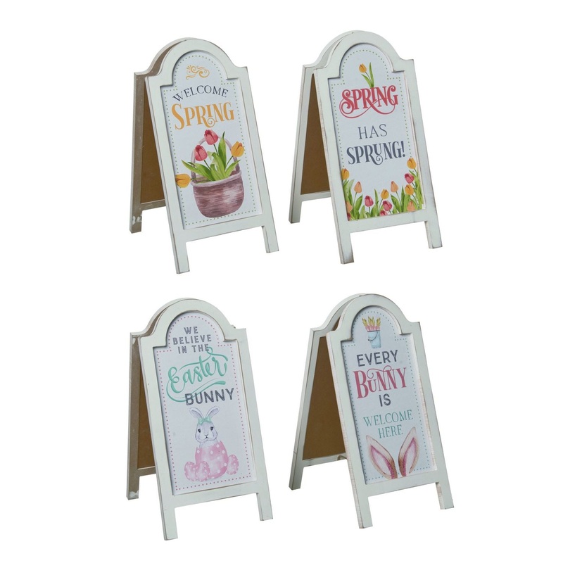 Transpac MDF Reversible A-Frame Spring/Easter Porch Decor, Set Of 2, Assortment