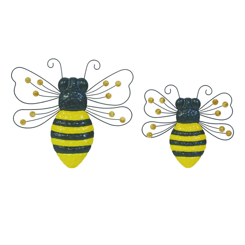Transpac Metal Bumble Bee Wall Decor, Set Of 2