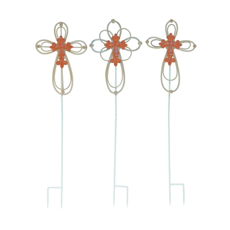 Transpac Metal Faith-Driven Yard Stake KD, Set Of 3, Assortment