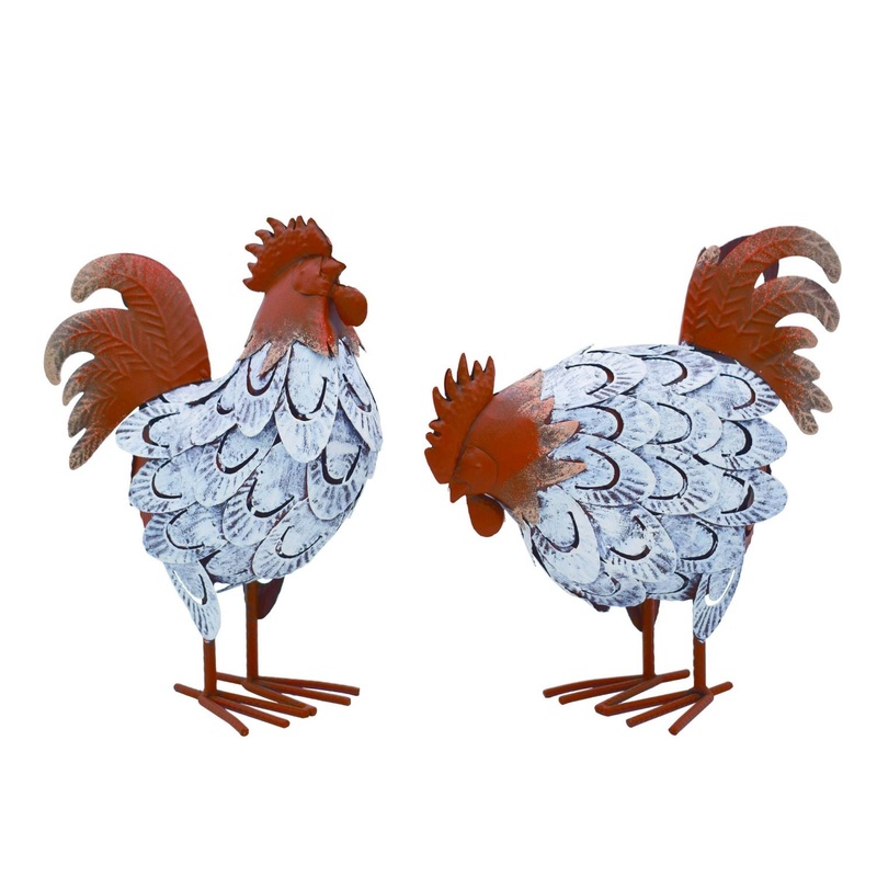 Transpac Metal Rustic Hen, Set Of 2, Assortment
