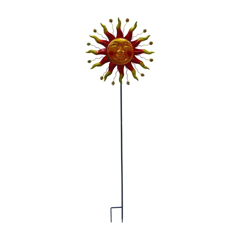 Transpac Metal Solar Rainbow Sun Face Yard Stake KD