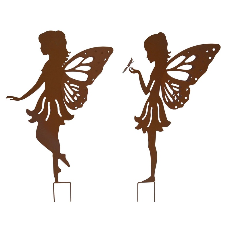 Transpac Metal Sweet Fairy Yard Stake, Set Of 2, Assortment