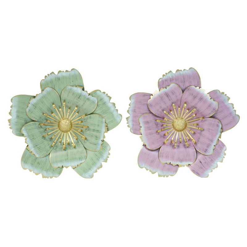 Transpac Metal Wall Bloom Decor, Set Of 2, Assortment