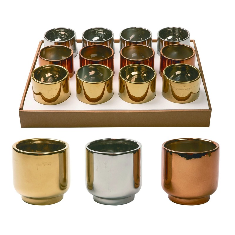 Transpac Mini Dolomite Metallic Planters, Set Of 12 In PDQ