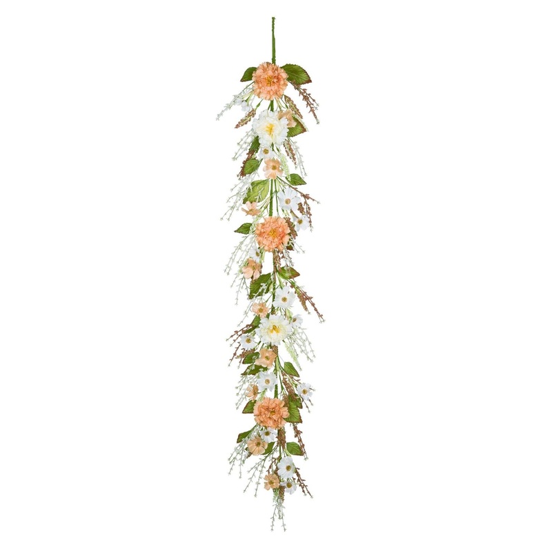 Transpac Neutral Flower & Twig Garland