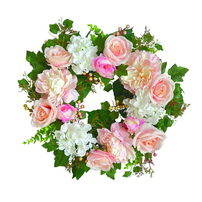 Transpac Peony & Rose Wreath