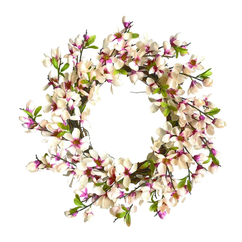 Transpac Pink Magnolia Wreath