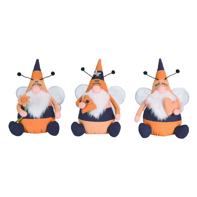 Transpac Plush Bee Gnome Sitter, Set Of 3, Assortment