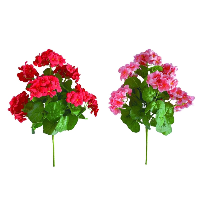 Transpac Red/Pink Geranium Spray, Set Of 2, Assortment