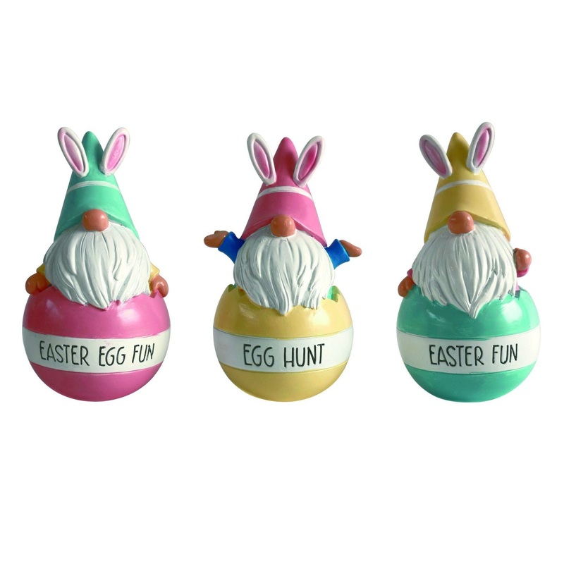 Transpac Resin Easter Gnome In Egg Figurine, Set Of 3, Assortment