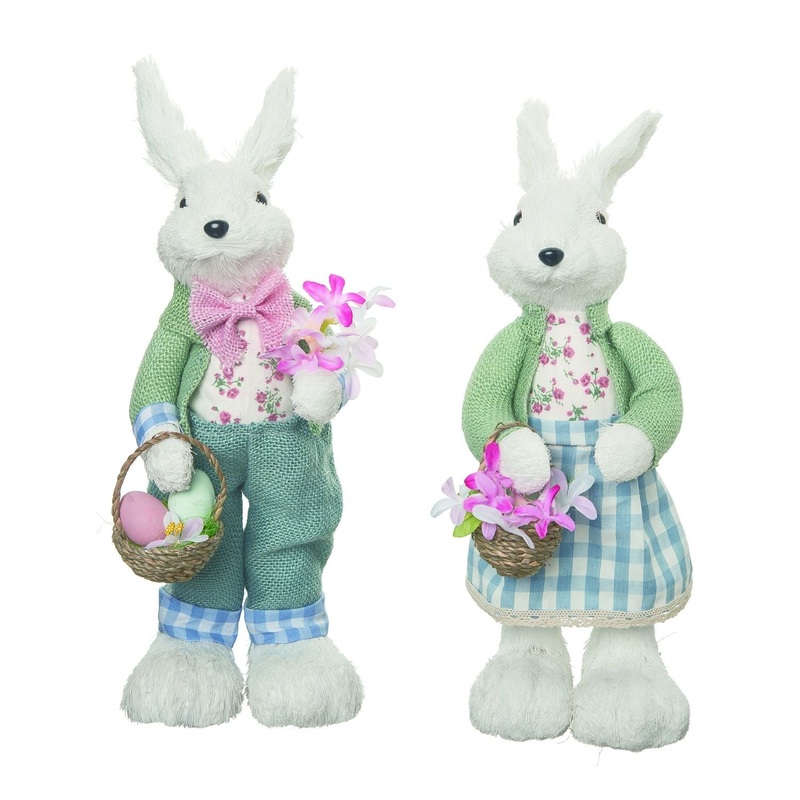 Transpac Sisal Easter Sunday Bunny, Set Of 2, Assortment