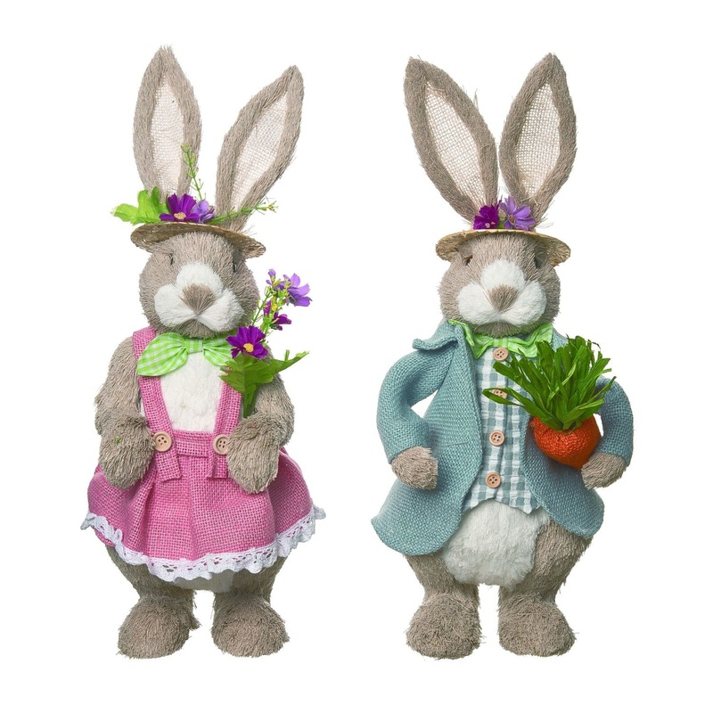 Transpac Sisal Formal Bunny, Set Of 2, Assortment