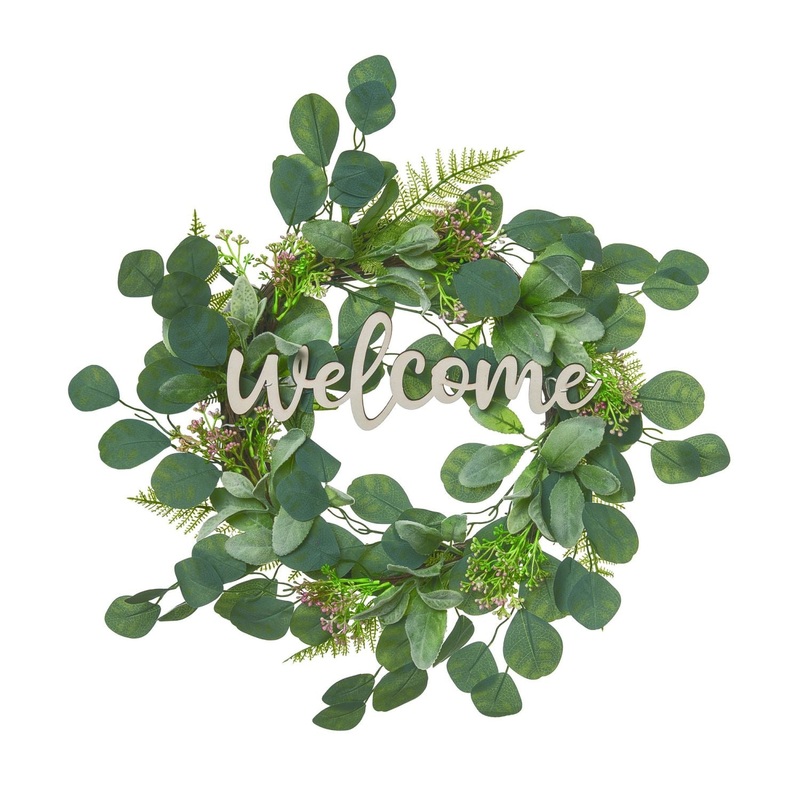Transpac Welcome Eucalyptus Wreath