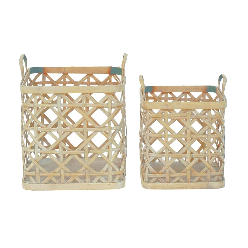 Transpac Woven Nesting Baskets, Set Of 2