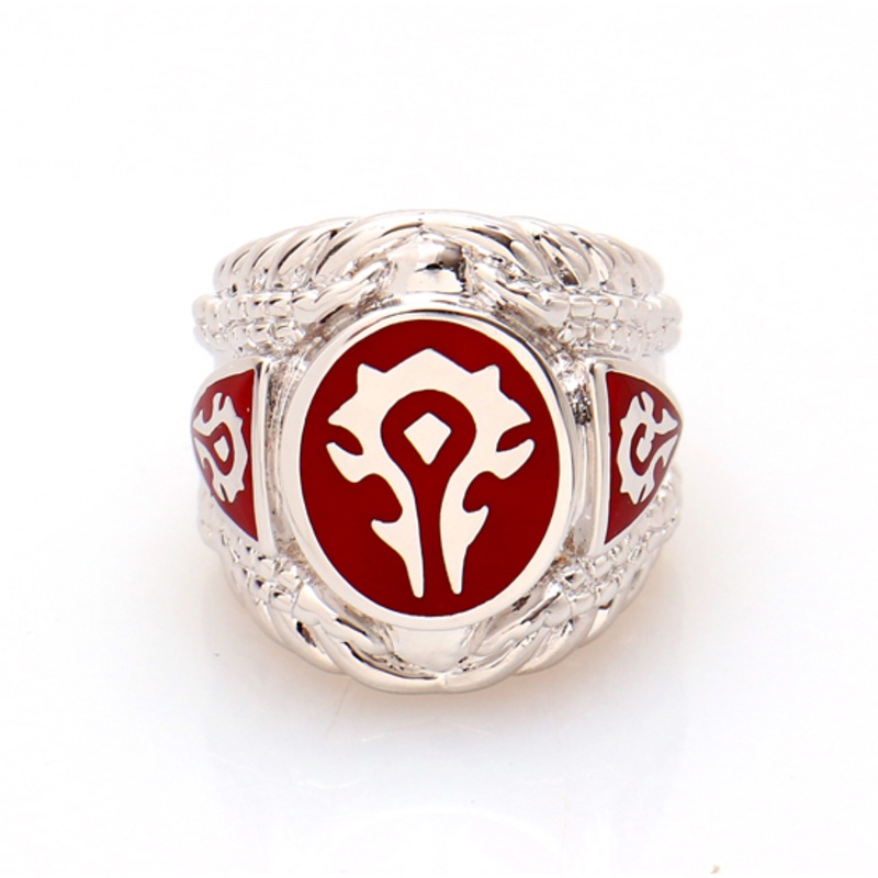 2016world Warcraft 316l Stainless Steel Ringthe Wow Red Enamel Horde Womenmen Ring Cosplay