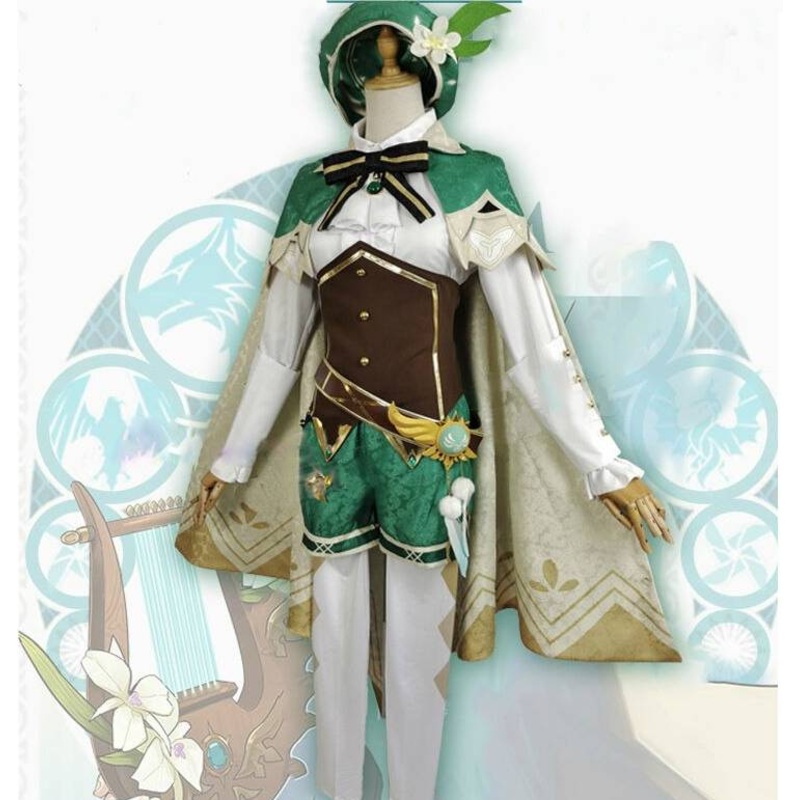 Anime Game Genshin Impact Cosplay Venti Costume Party Dress With Wig Adult Women Halloween Carnival Cos Clothing Outfit