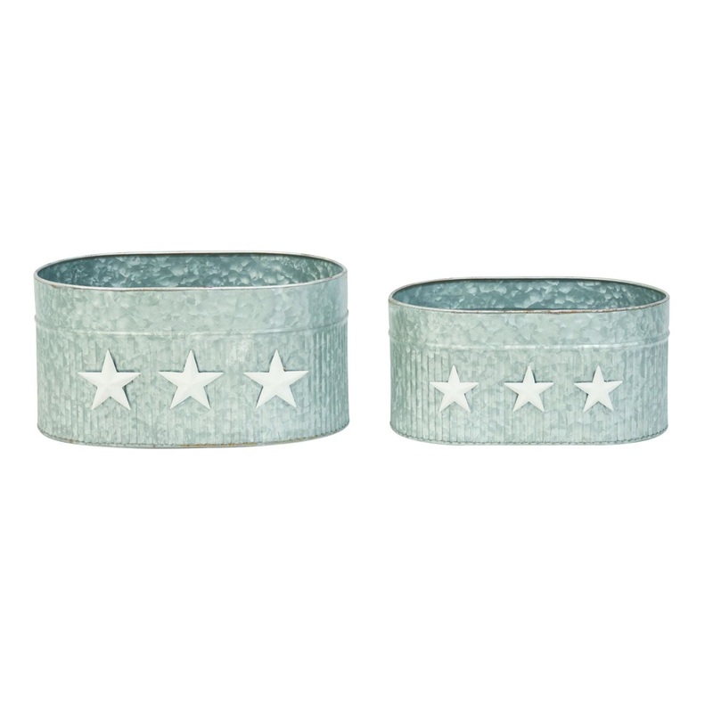 Transpac Metal Americana Trough Container, Set Of 2