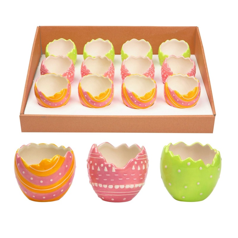 Transpac Mini Dolomite Easter Egg Planters, Set Of 12 In PDQ