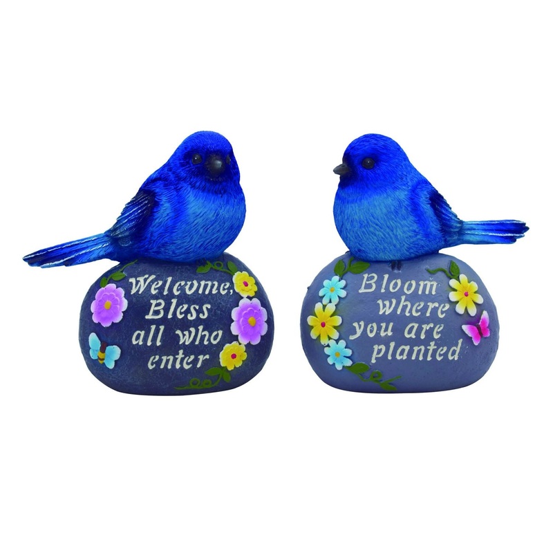 Transpac Resin Blue Bird Garden Rock, Set Of 2, Assortment