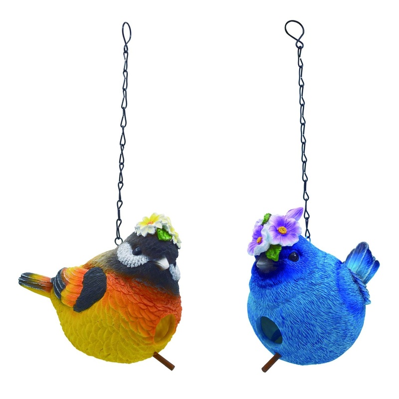 Transpac Resin Flower Crown Birdhouse, Set Of 2, Assortment