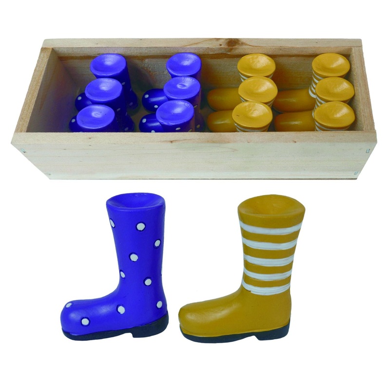 Transpac Resin Mini Rain Boots In Crate, Set Of 12