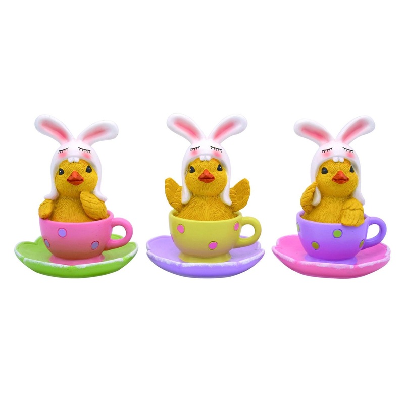 Transpac Resin Teacup Chick Figurine, Set Of 3, Assortment