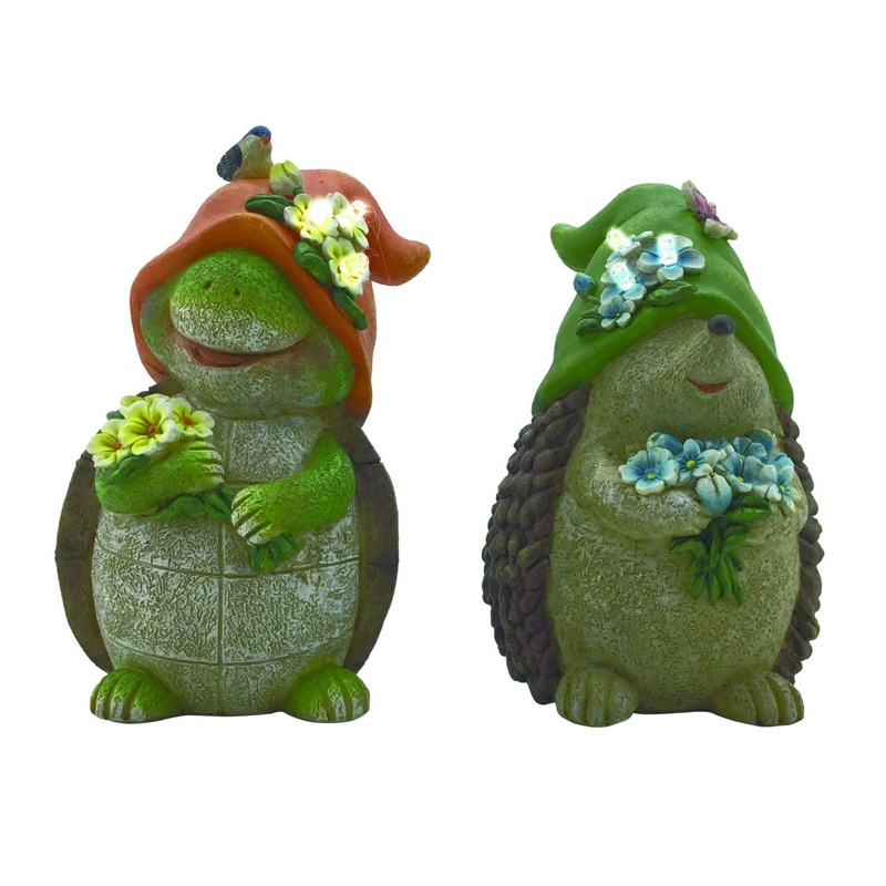 Transpac Solar Resin Garden Friend Figurine, Set Of 2, Assortment