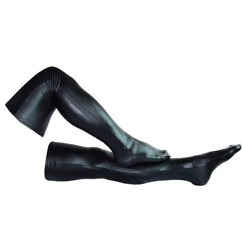 Womens Elastic Spandex Shiny Wet Look Thigh High Stockings Black Red Cosplay Costumes Accessories For Women Gothic Punk Style