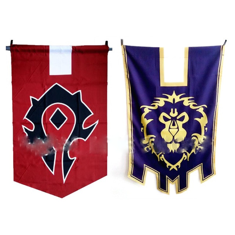World Warcraft Wow Alliance Horde Banner Flag Dacron Blue Home Cosplay