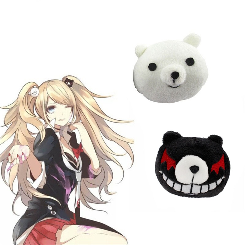 Anime Danganronpa Hair Clip Plush Props Enoshima Monokuma Bear Girl Kawaii Cosplay Headwear