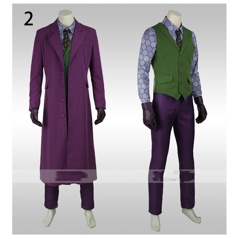 Batman Dark Knight Rise Joker Cosplay Outfits Outwear Purple Jacket Pants Movie Costume Suit Halloween