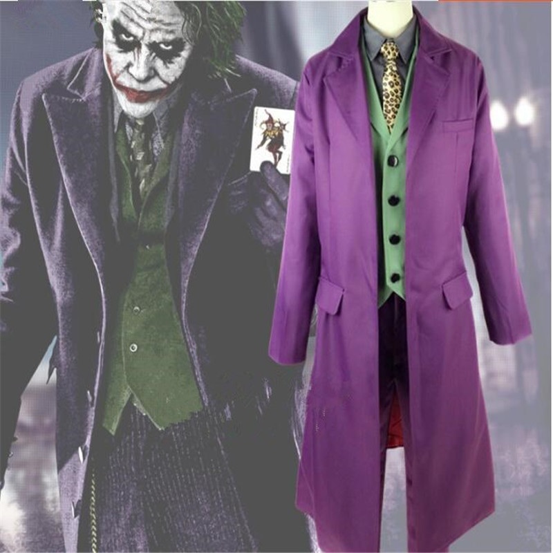 Batman The Dark Knight Joker Cosplay Suit Full Set Outfits Mens Halloween Costumes Fancy Dress A725
