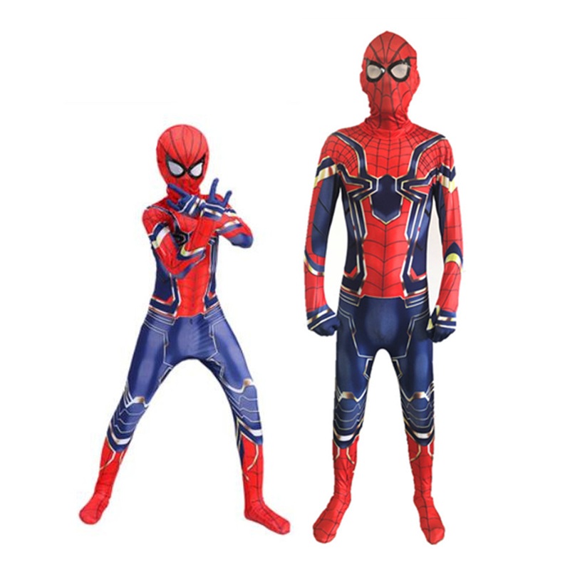 24 Hours Ship Iron Spiderman Cosplay Costume Halloween Kids Boys Girls 3d Miles Morales Suit Spandex