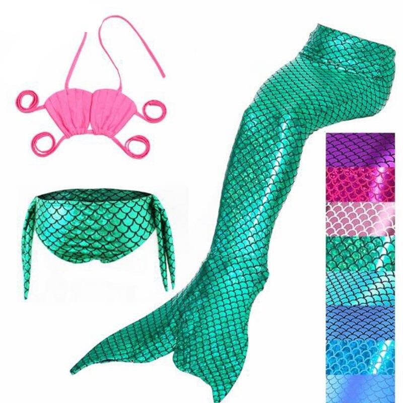 3pcsset The Little Mermaid Tail Costume Princess Ariel Children Cosplay Kids Girl Fancy Swimsuit
