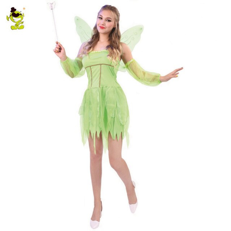 Adult Tinker Bell Costume Carnival Role Play Green Elf Outfits Women Cosplay Gorgeous Stunning Fancy Fairy Dress Costumes