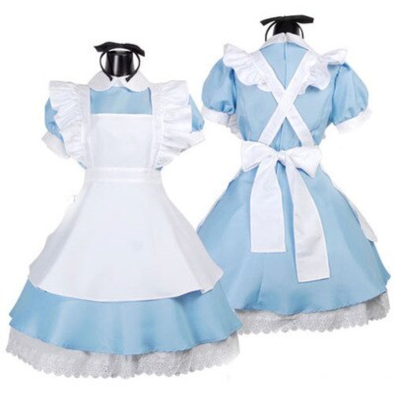 Alice Costume Lolita Dress Princess Wedding Apron Maid Outfits Cosplay Headwear