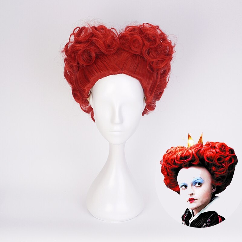 Anime Alice In Wonderland The Red Queen Curly Wig Cosplay Costume Women Short Synthetic Hair Halloween Party Role Play Wigs