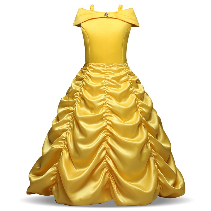 Belle Girls Dress Christmas Gown Beauty And The Beast Kids Carnival Costume Child Princess Toddler Satin