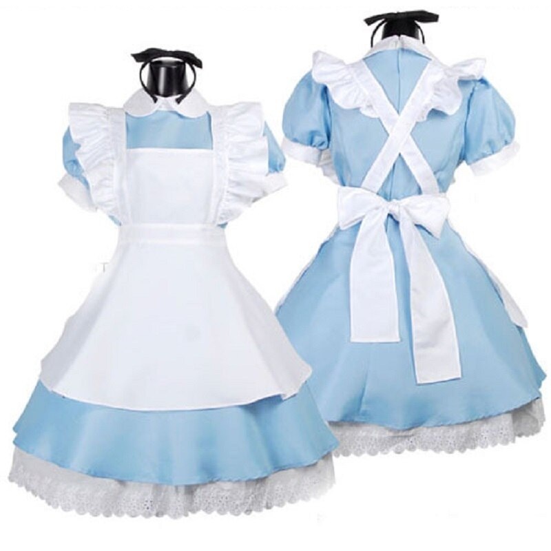 Blue Sexy Alice In Wonderland Costume Adult Party Fancy Woman Cosplay Lolita Maid Halloween Costumes Women Dress Plus Size