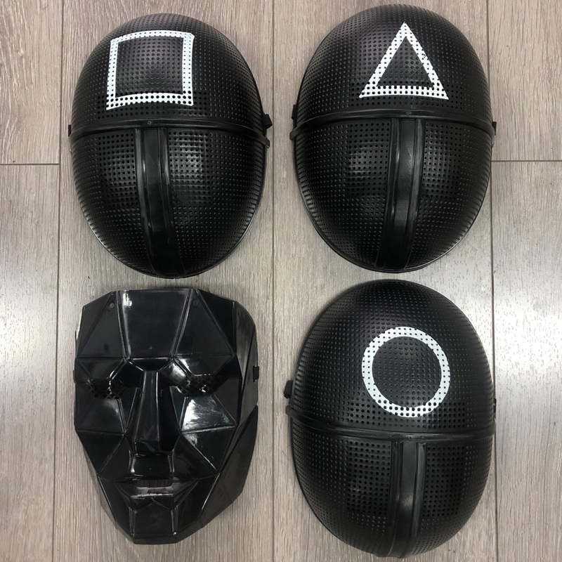 Tv Squid Game Black Mask Cosplay Round Six Square Circle Triangle Plastic Helmet Masks Halloween Masquerade Party Costume Props